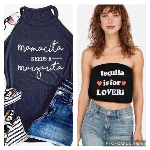Mamacita Needs a Margarita Halter Tank & Tequila Is For  Lover’s Tube Top Medium - Picture 1 of 6